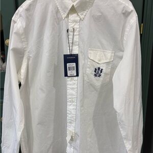 Ralph Lauren White Dress Shirt with Blue Logo